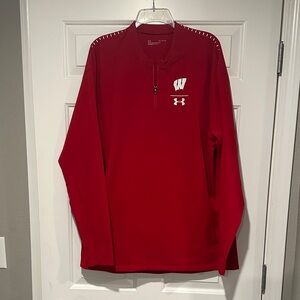 Under Armour Wisconsin Badgers Red Long Sleeve Quarter Zip